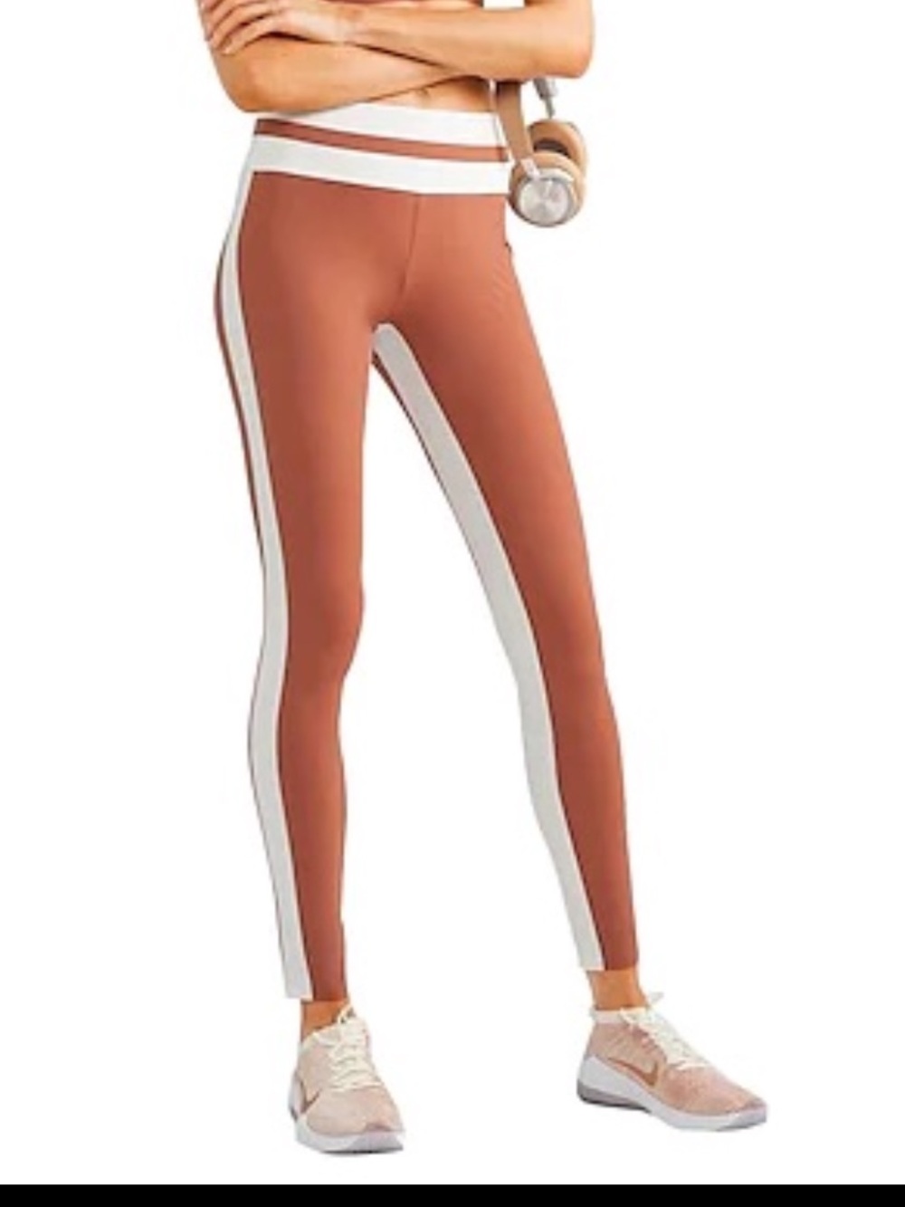 Vaara High-Rise Two-Tone Leggings in Mauve and Light Pink